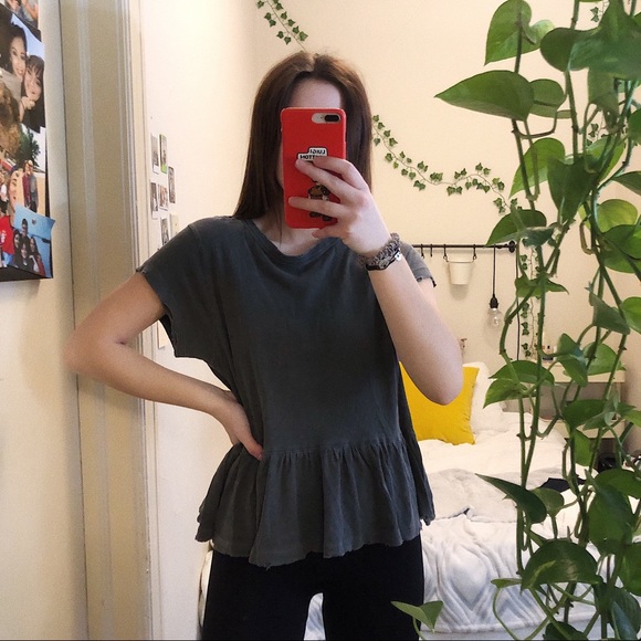 THE GREAT. Tops - Distressed Peplum Top